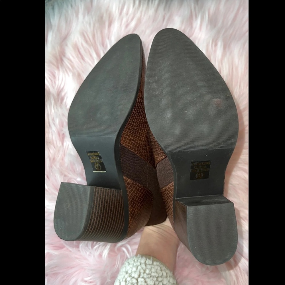 Soda Pointed Toe Reptile Block Heel Ankle Boots - image 8